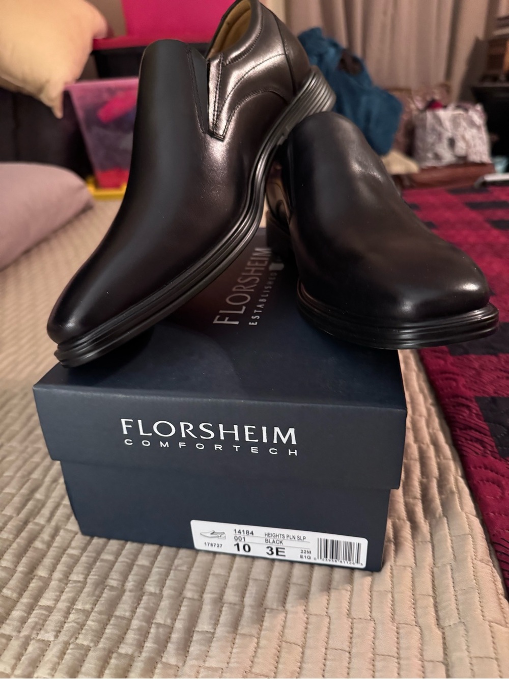 Florsheim Black Leather Slip-On Loafers NEW IN BOX